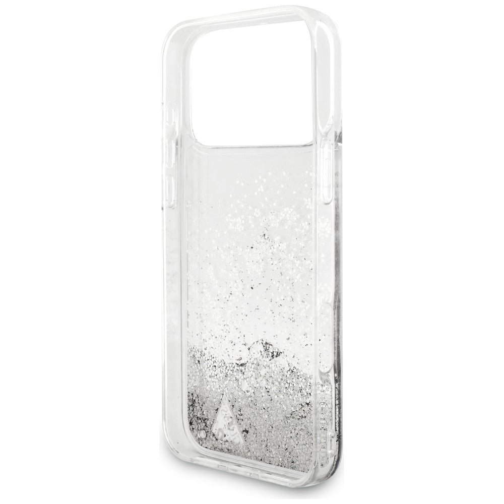 Husa pentru Apple iPhone 18 Pro / 17 Pro, Guess, Liquid Glitter Charms, Argintie