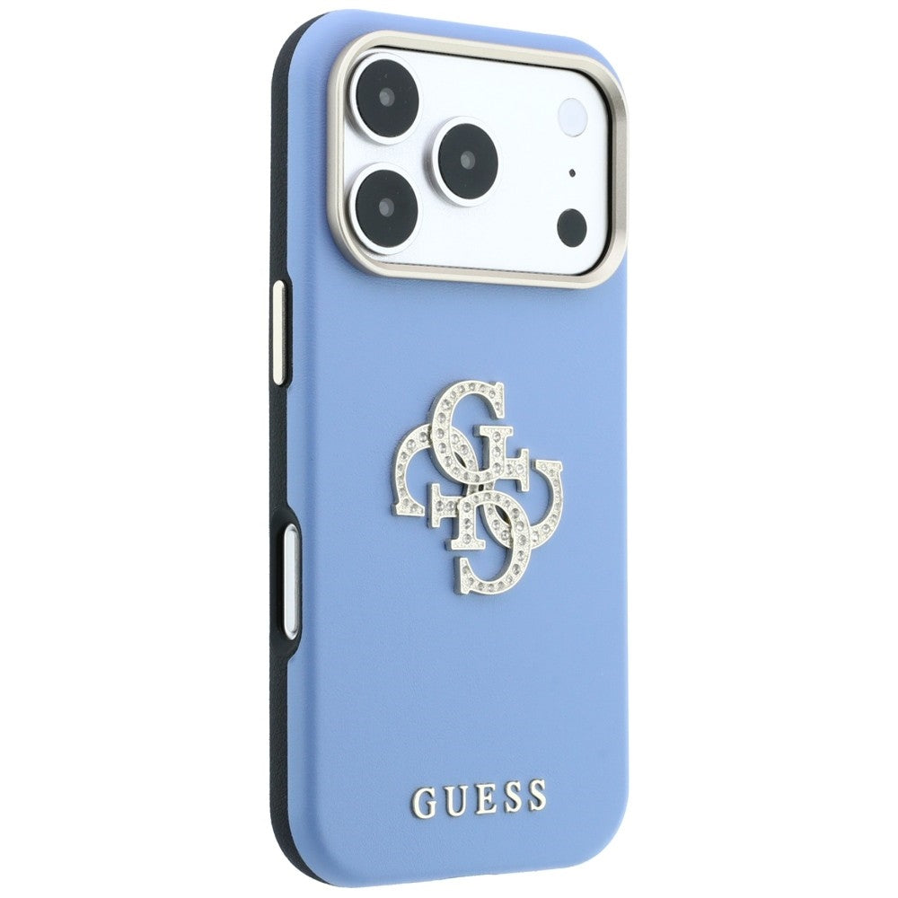 Husa pentru Apple iPhone 18 Pro / 17 Pro, Guess, Smooth Big Strass Logo, Bleu