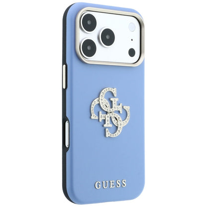Husa pentru Apple iPhone 18 Pro / 17 Pro, Guess, Smooth Big Strass Logo, Bleu