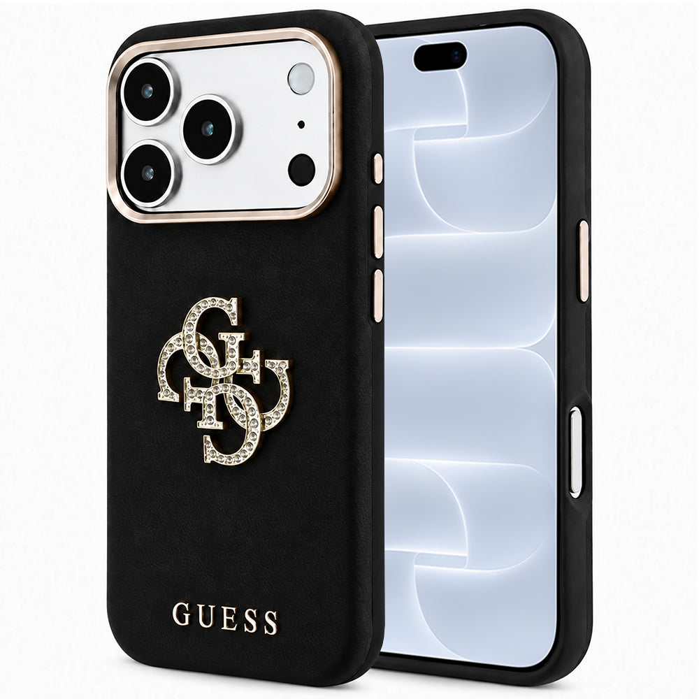 Husa pentru Apple iPhone 18 Pro / 17 Pro, Guess, Smooth Big Strass Logo, Neagra