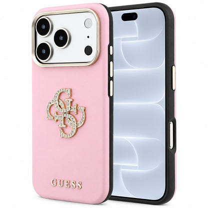 Husa pentru Apple iPhone 18 Pro / 17 Pro, Guess, Smooth Big Strass Logo, Roz
