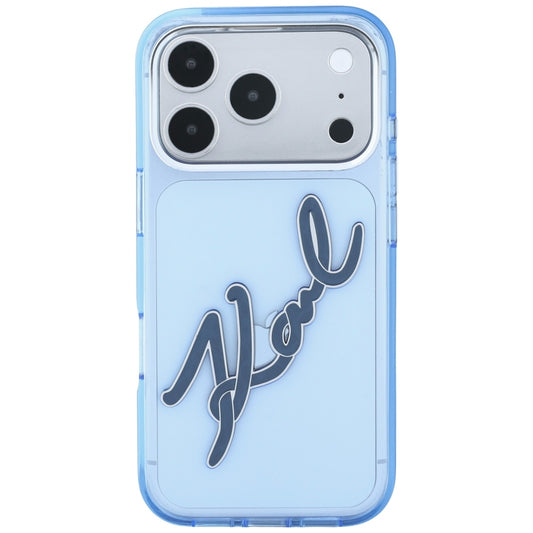 Husa pentru Apple iPhone 18 Pro / 17 Pro, Karl Lagerfeld, IML Big Signature Resin Logo and Metal Frame, Albastra