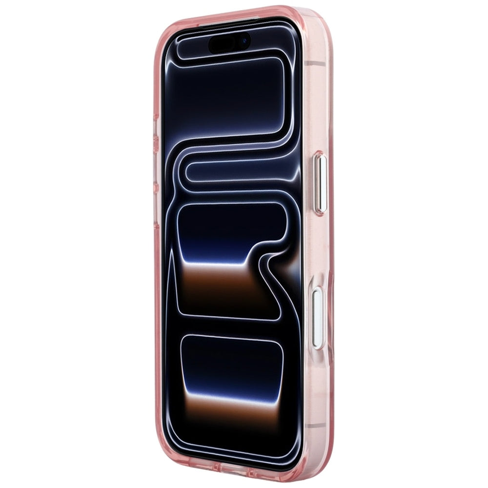 Husa pentru Apple iPhone 18 Pro / 17 Pro, Karl Lagerfeld, IML Big Signature Resin Logo and Metal Frame, Roz