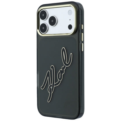 Husa pentru Apple iPhone 18 Pro / 17 Pro, Karl Lagerfeld, IML Big Signature Resin Logo and Metal Frame, Neagra
