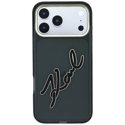Husa pentru Apple iPhone 18 Pro / 17 Pro, Karl Lagerfeld, IML Big Signature Resin Logo and Metal Frame, Neagra