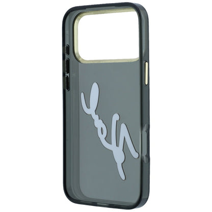 Husa pentru Apple iPhone 18 Pro / 17 Pro, Karl Lagerfeld, IML Big Signature Resin Logo and Metal Frame, Neagra