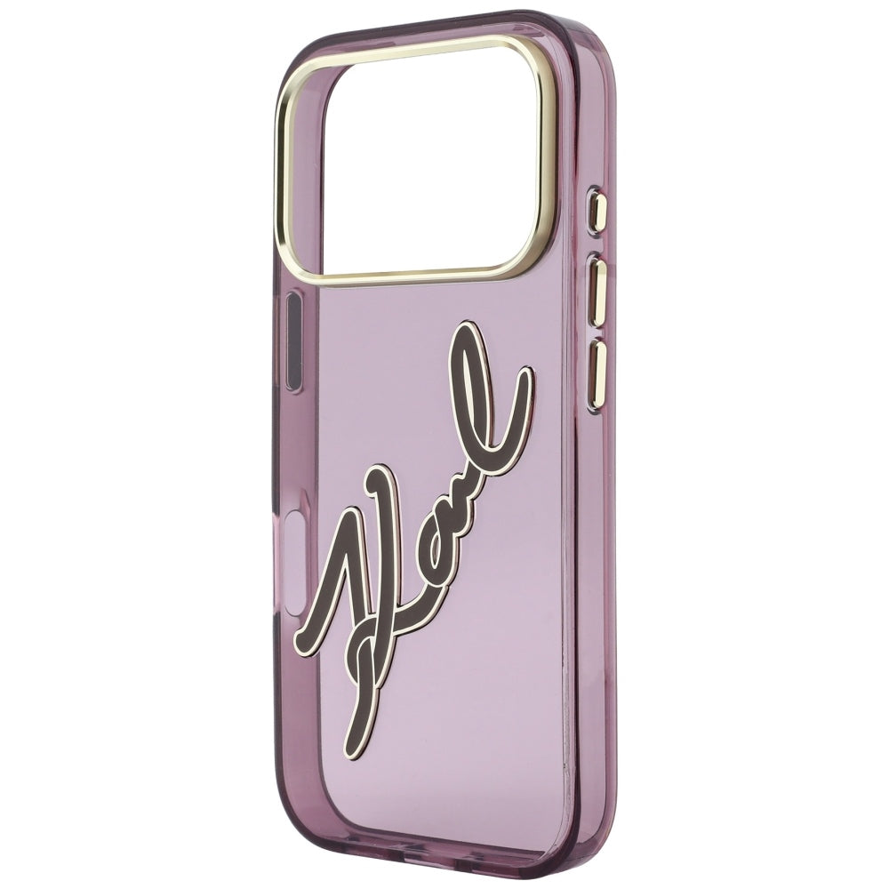 Husa pentru Apple iPhone 18 Pro / 17 Pro, Karl Lagerfeld, IML Big Signature Resin Logo and Metal Frame, Visinie