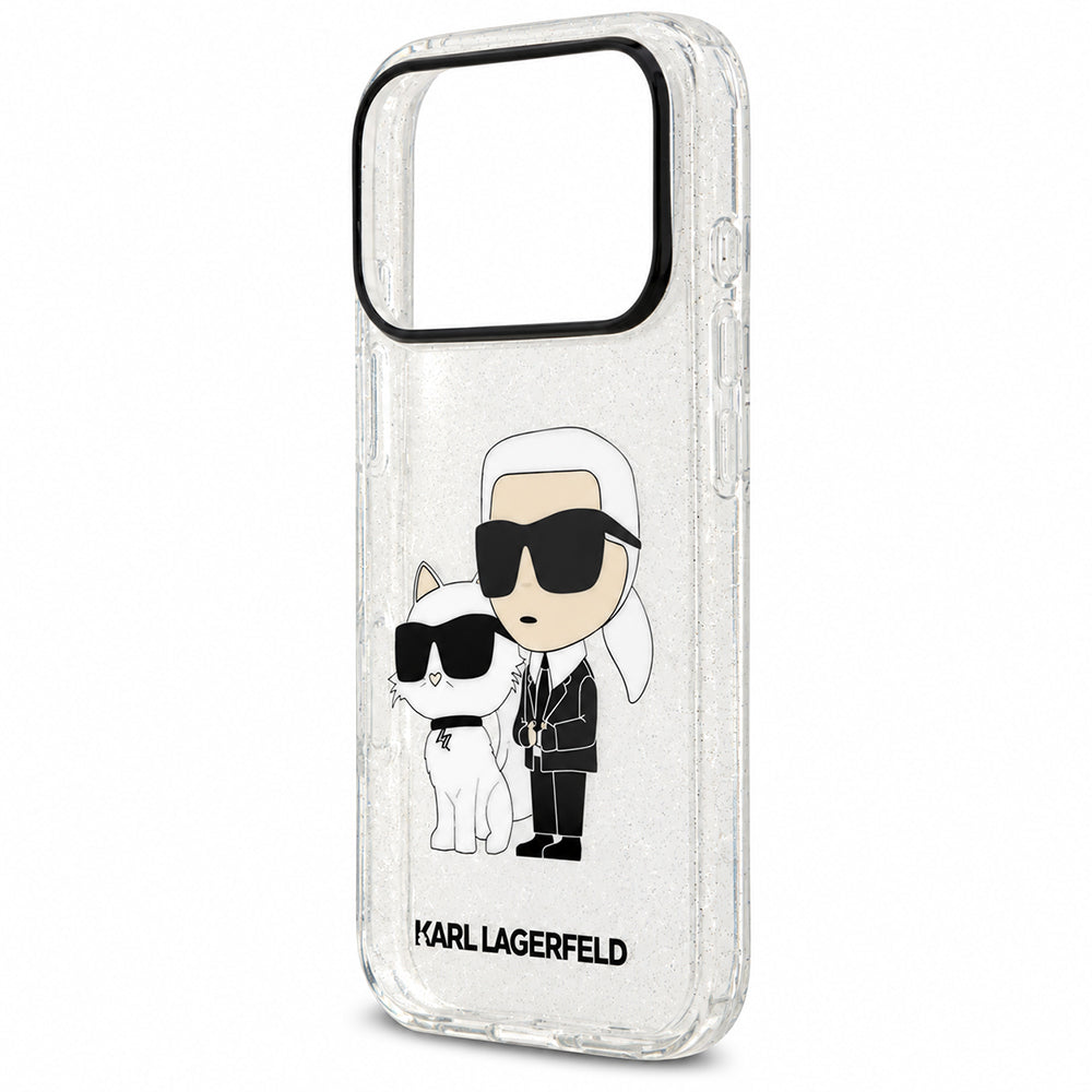 Husa pentru Apple iPhone 18 Pro / 17 Pro, Karl Lagerfeld, IML Glitter Karl and Choupette NFT, Transparenta