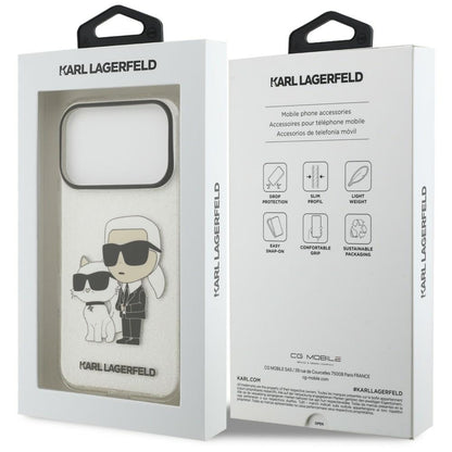Husa pentru Apple iPhone 18 Pro / 17 Pro, Karl Lagerfeld, IML Glitter Karl and Choupette NFT, Transparenta