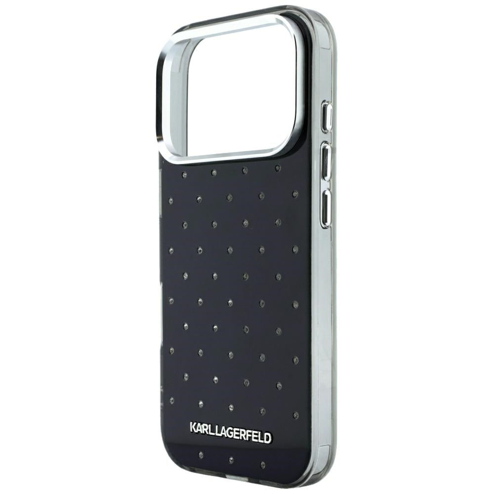 Husa pentru Apple iPhone 18 Pro / 17 Pro, Karl Lagerfeld, IML Rhinestones and Electroplated Logo, Neagra