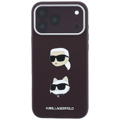 Husa pentru Apple iPhone 18 Pro / 17 Pro, Karl Lagerfeld, Saffiano with Karl & Choupette Head's Pin and Logo, Visinie