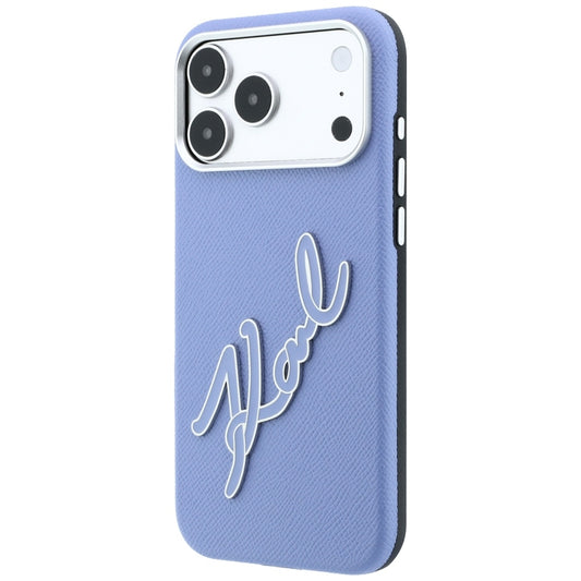 Husa pentru Apple iPhone 18 Pro / 17 Pro, Karl Lagerfeld, Smooth Big Resin Signature Logo, Bleu