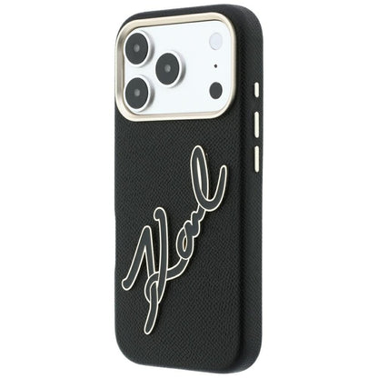 Husa pentru Apple iPhone 18 Pro / 17 Pro, Karl Lagerfeld, Smooth Big Resin Signature Logo, Neagra
