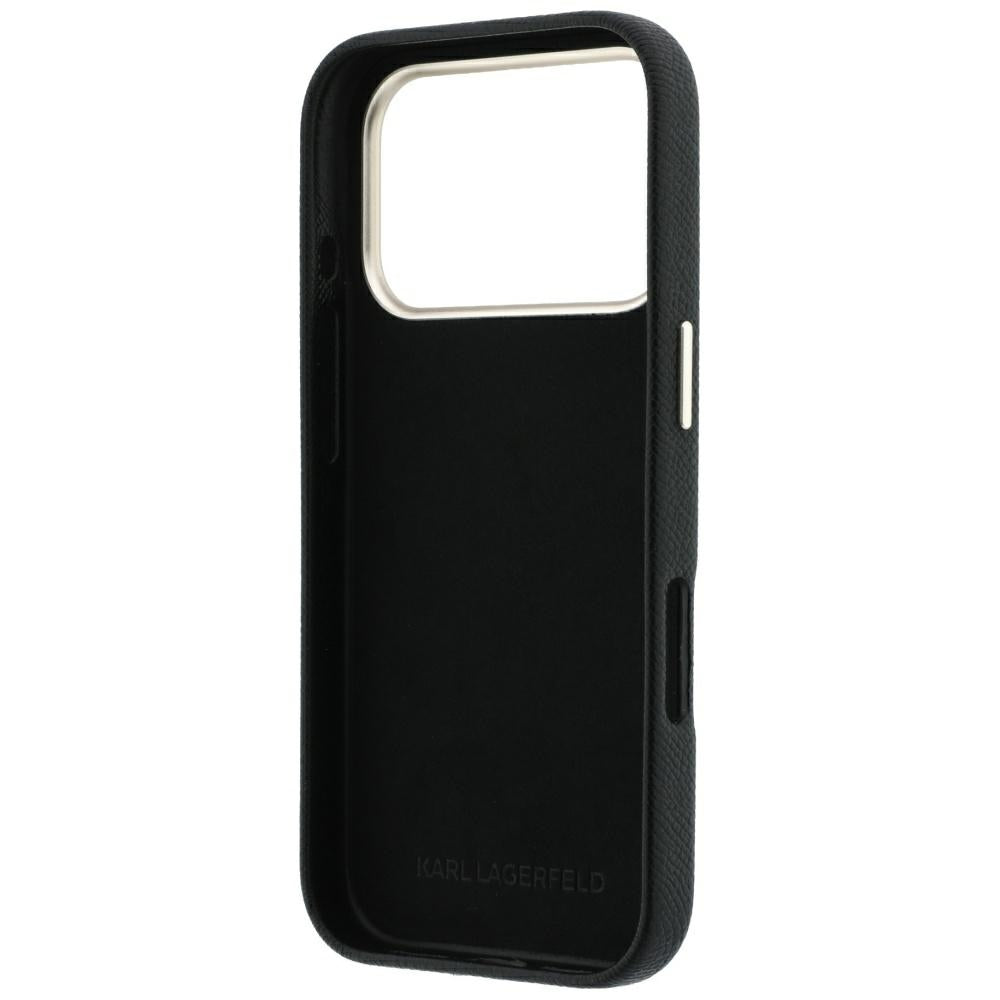 Husa pentru Apple iPhone 18 Pro / 17 Pro, Karl Lagerfeld, Smooth Big Resin Signature Logo, Neagra