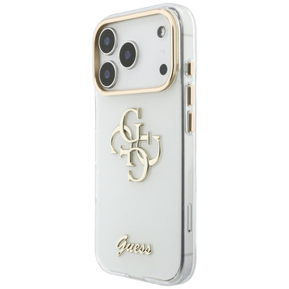 Husa pentru Apple iPhone 18 Pro, Guess, IML 4G Metal Script, Alba