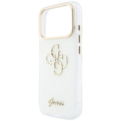 Husa pentru Apple iPhone 18 Pro, Guess, IML 4G Metal Script, Alba