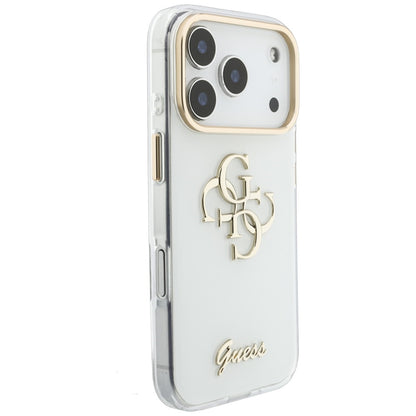 Husa pentru Apple iPhone 18 Pro, Guess, IML 4G Metal Script, Alba