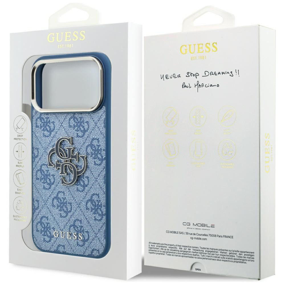 Husa pentru Apple iPhone 18 Pro Max / 17 Pro Max, Guess, 4G Big Resin Logo, Albastra
