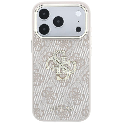 Husa pentru Apple iPhone 18 Pro Max / 17 Pro Max, Guess, 4G Big Strass Logo, Roz