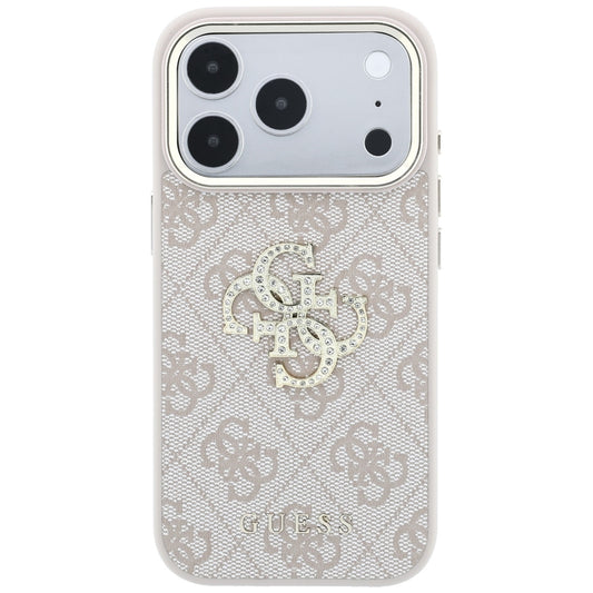 Husa pentru Apple iPhone 18 Pro Max / 17 Pro Max, Guess, 4G Big Strass Logo, Roz