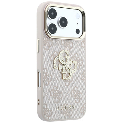 Husa pentru Apple iPhone 18 Pro Max / 17 Pro Max, Guess, 4G Big Strass Logo, Roz