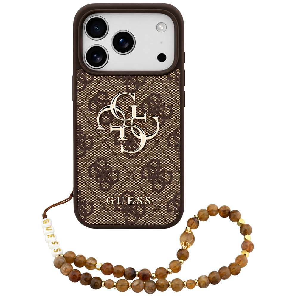 Husa pentru Apple iPhone 18 Pro Max / 17 Pro Max, Guess, 4G Classic Logo with Strap, Maro