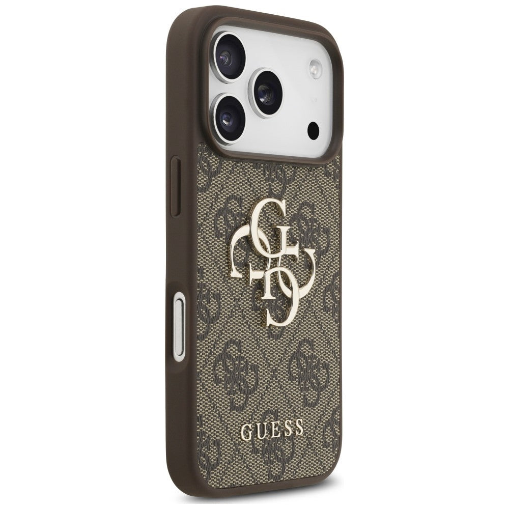 Husa pentru Apple iPhone 18 Pro Max / 17 Pro Max, Guess, 4G Classic Logo with Strap, Maro