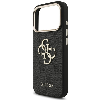 Husa pentru Apple iPhone 18 Pro Max / 17 Pro Max, Guess, 4G Classic Logo with Strap, Neagra Aurie