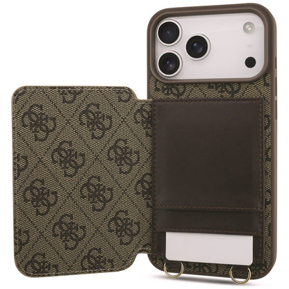 Husa pentru Apple iPhone 18 Pro Max / 17 Pro Max, Guess, 4G Crossbody Cardslot, Maro