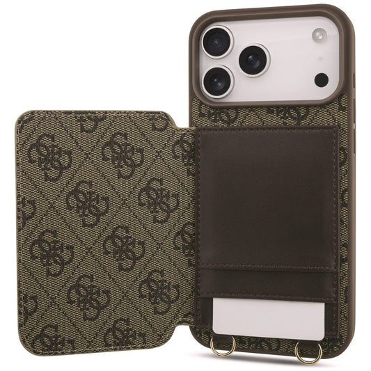 Husa pentru Apple iPhone 18 Pro Max / 17 Pro Max, Guess, 4G Crossbody Cardslot, Maro