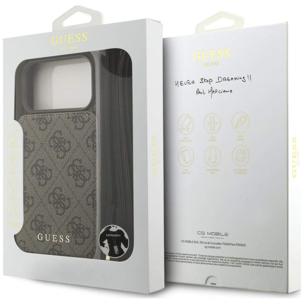 Husa pentru Apple iPhone 18 Pro Max / 17 Pro Max, Guess, 4G Crossbody Cardslot, Maro
