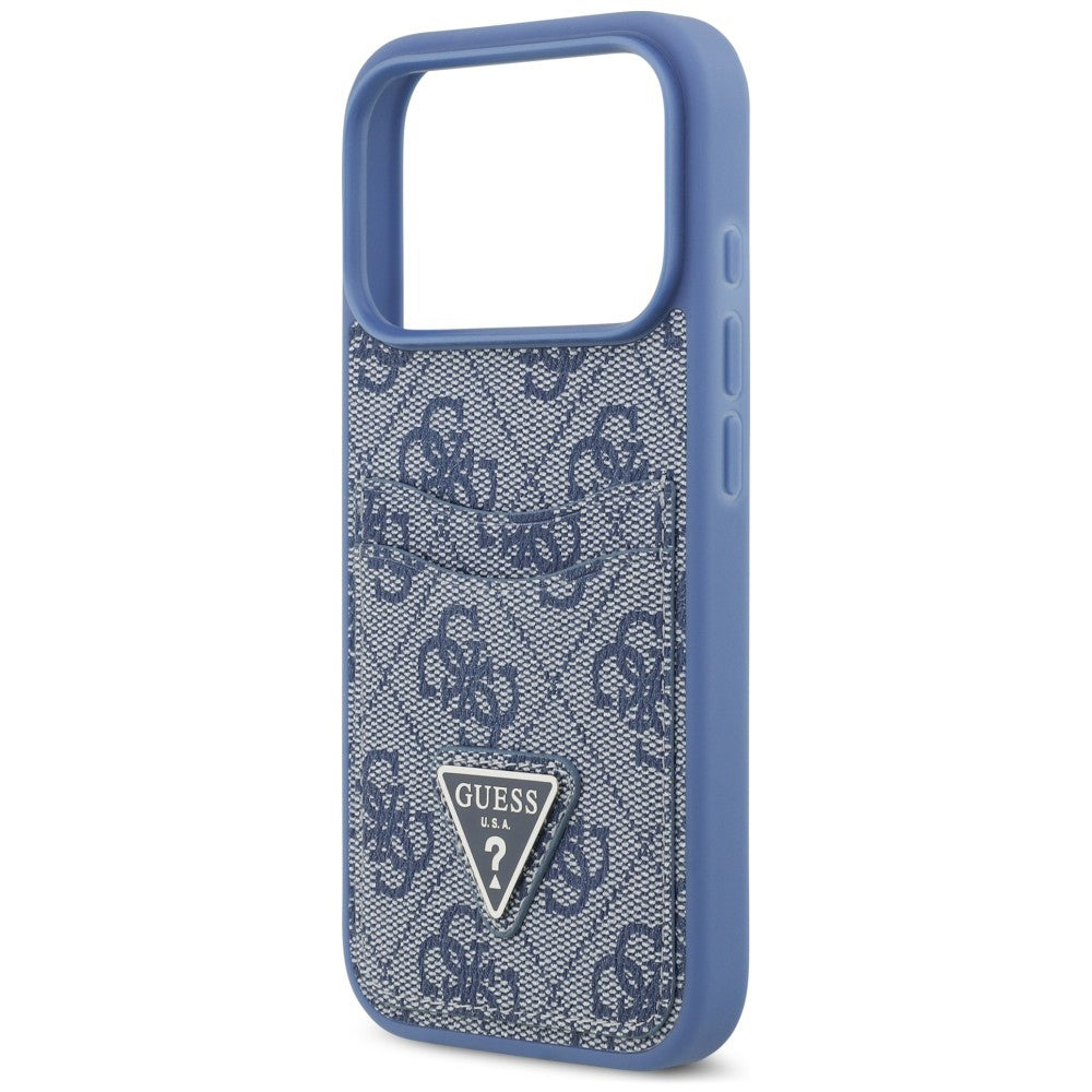 Husa pentru Apple iPhone 18 Pro Max / 17 Pro Max, Guess, 4G Double Card Triangle, Albastra