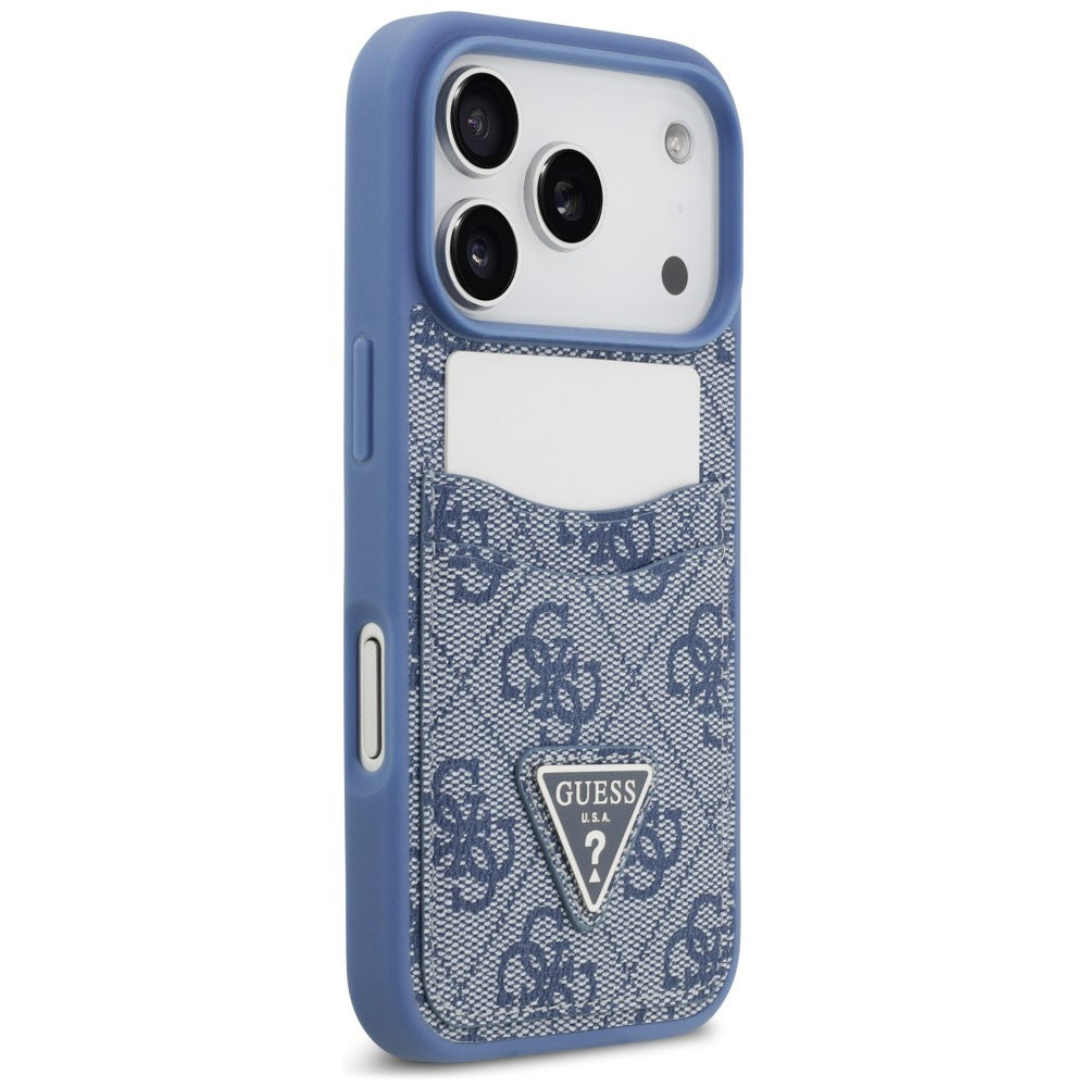 Husa pentru Apple iPhone 18 Pro Max / 17 Pro Max, Guess, 4G Double Card Triangle, Albastra