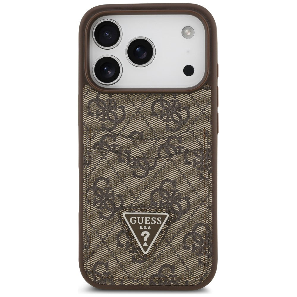 Husa pentru Apple iPhone 18 Pro Max / 17 Pro Max, Guess, 4G Double Card Triangle, Maro