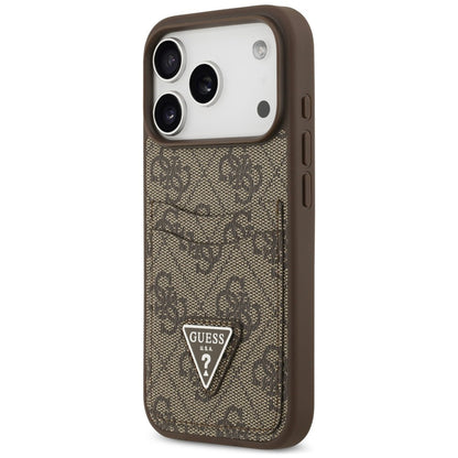Husa pentru Apple iPhone 18 Pro Max / 17 Pro Max, Guess, 4G Double Card Triangle, Maro