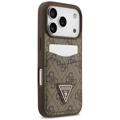 Husa pentru Apple iPhone 18 Pro Max / 17 Pro Max, Guess, 4G Double Card Triangle, Maro