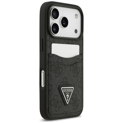 Husa pentru Apple iPhone 18 Pro Max / 17 Pro Max, Guess, 4G Double Card Triangle, Neagra