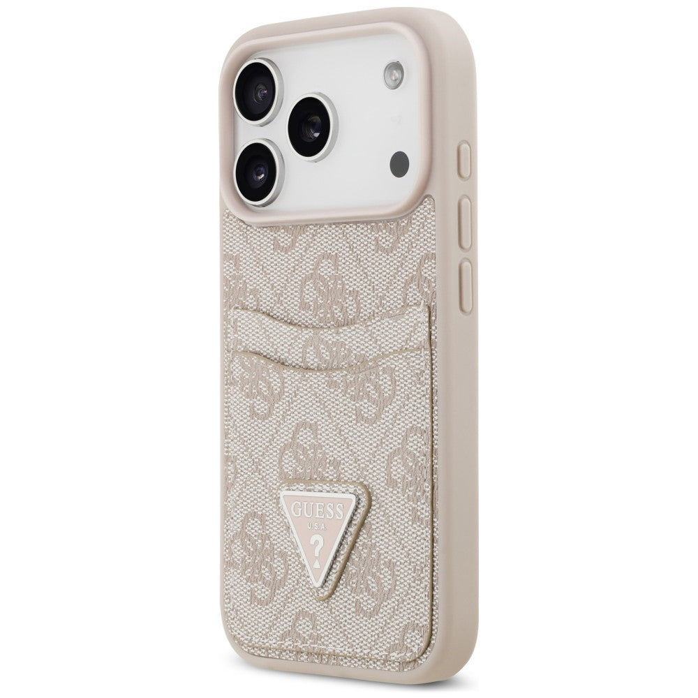 Husa pentru Apple iPhone 18 Pro Max / 17 Pro Max, Guess, 4G Double Card Triangle, Roz