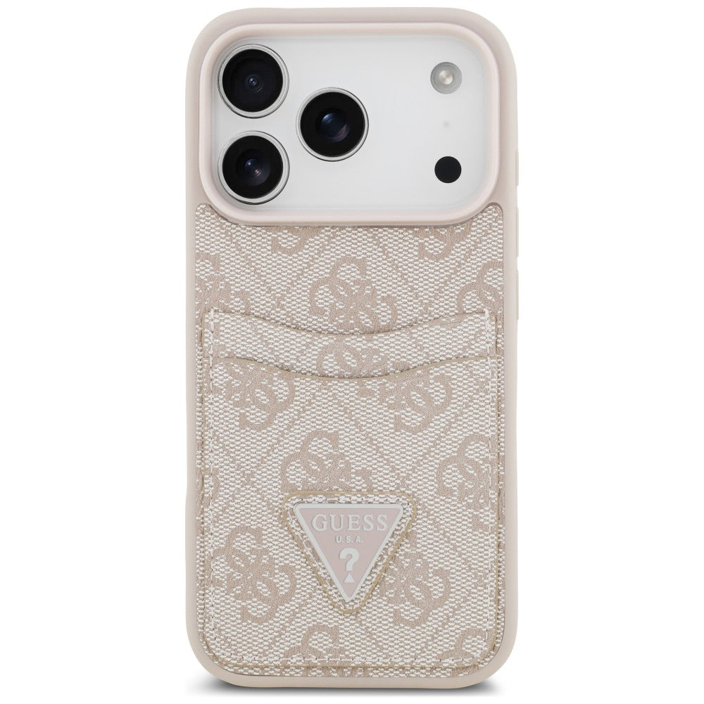 Husa pentru Apple iPhone 18 Pro Max / 17 Pro Max, Guess, 4G Double Card Triangle, Roz