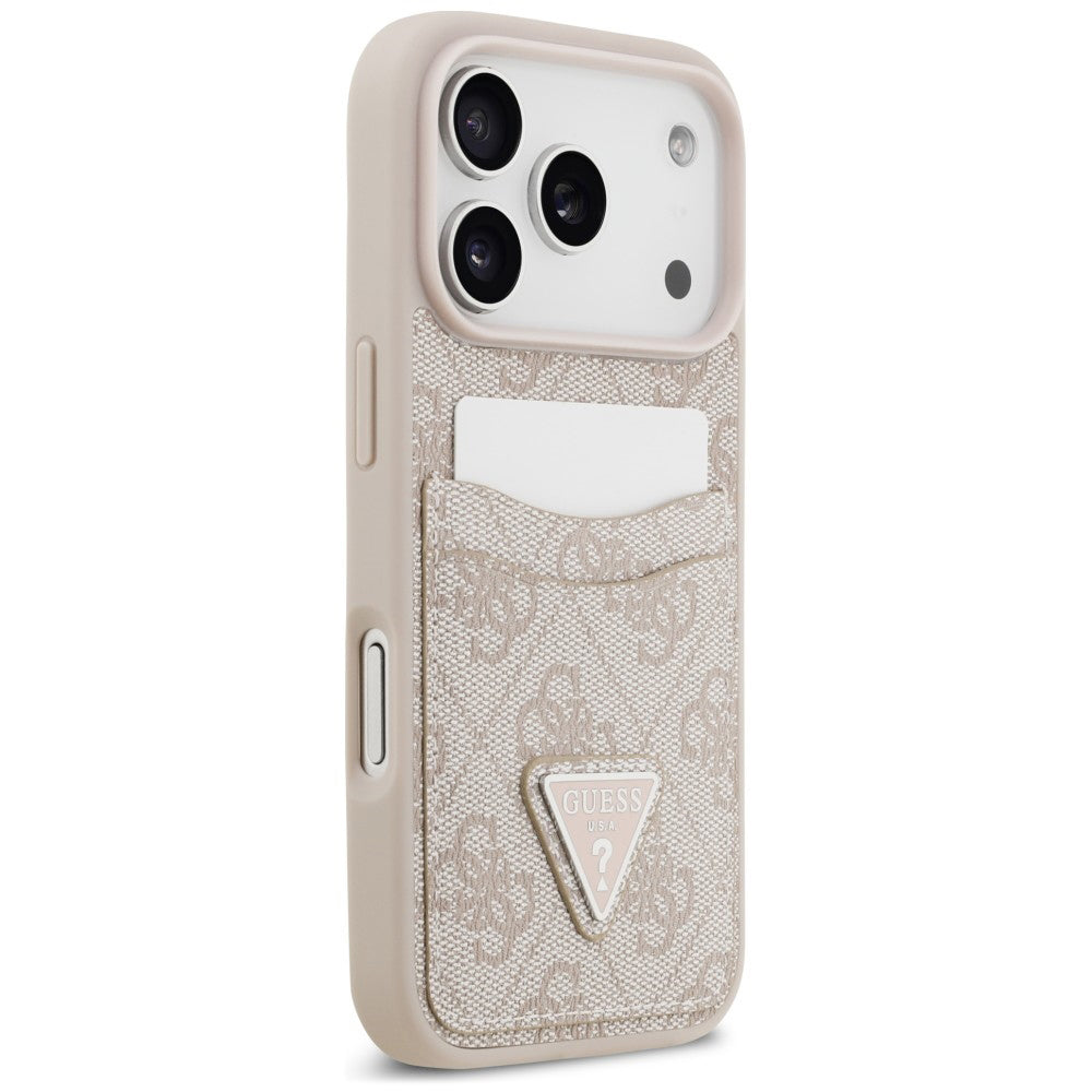 Husa pentru Apple iPhone 18 Pro Max / 17 Pro Max, Guess, 4G Double Card Triangle, Roz