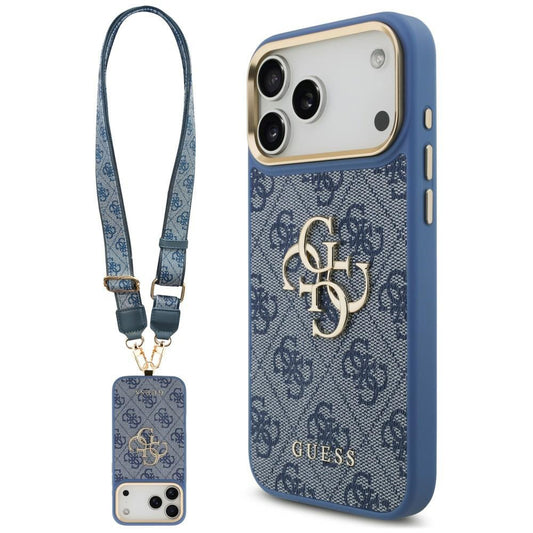 Husa pentru Apple iPhone 18 Pro Max / 17 Pro Max, Guess, Big 4G Classic Logo & Big Strap Metal Buttons, Albastra