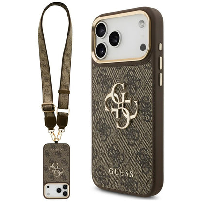 Husa pentru Apple iPhone 18 Pro Max / 17 Pro Max, Guess, Big 4G Classic Logo & Big Strap Metal Buttons, Maro