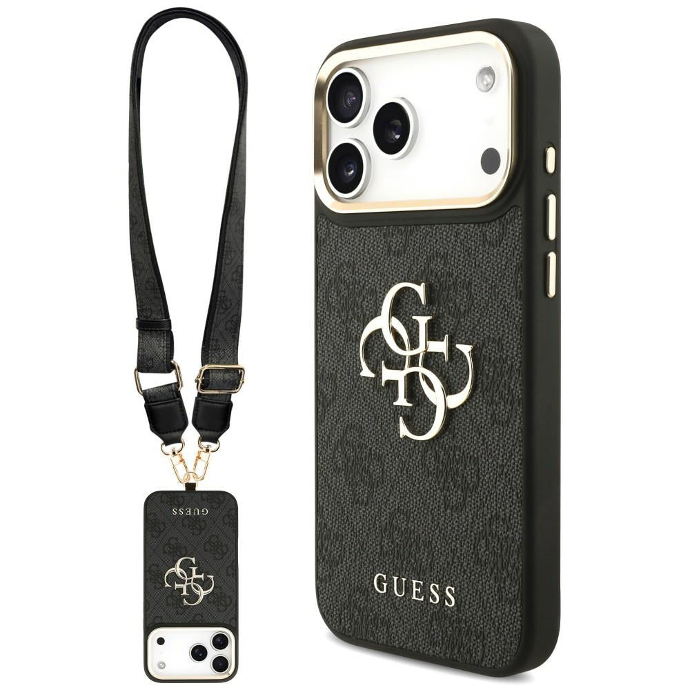 Husa pentru Apple iPhone 18 Pro Max / 17 Pro Max, Guess, Big 4G Classic Logo & Big Strap Metal Buttons, Neagra
