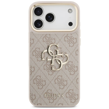 Husa pentru Apple iPhone 18 Pro Max / 17 Pro Max, Guess, Big 4G Classic Logo & Big Strap Metal Buttons, Roz