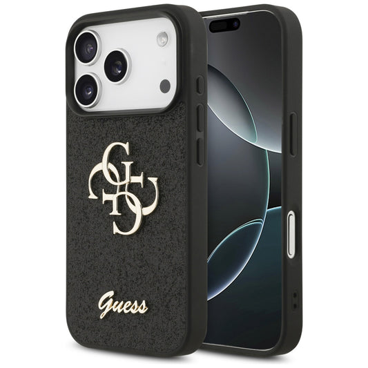 Husa pentru Apple iPhone 18 Pro Max / 17 Pro Max, Guess, Fixed Glitter Big 4G, Neagra