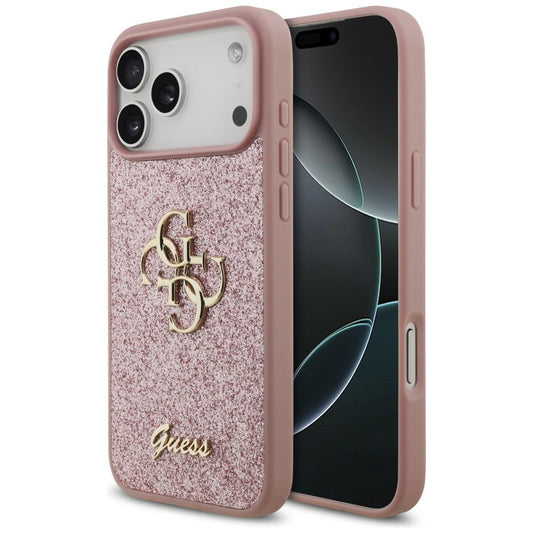 Husa pentru Apple iPhone 18 Pro Max / 17 Pro Max, Guess, Fixed Glitter Big 4G, Roz