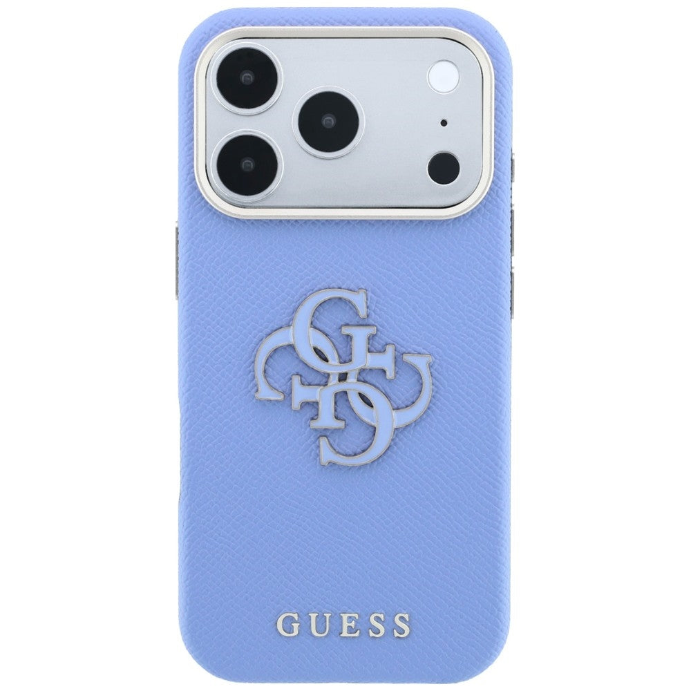 Husa pentru Apple iPhone 18 Pro Max / 17 Pro Max, Guess, Grained Big Resin Logo, Bleu
