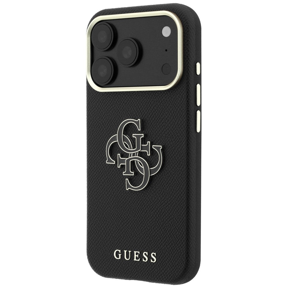 Husa pentru Apple iPhone 18 Pro Max / 17 Pro Max, Guess, Grained Big Resin Logo, Neagra