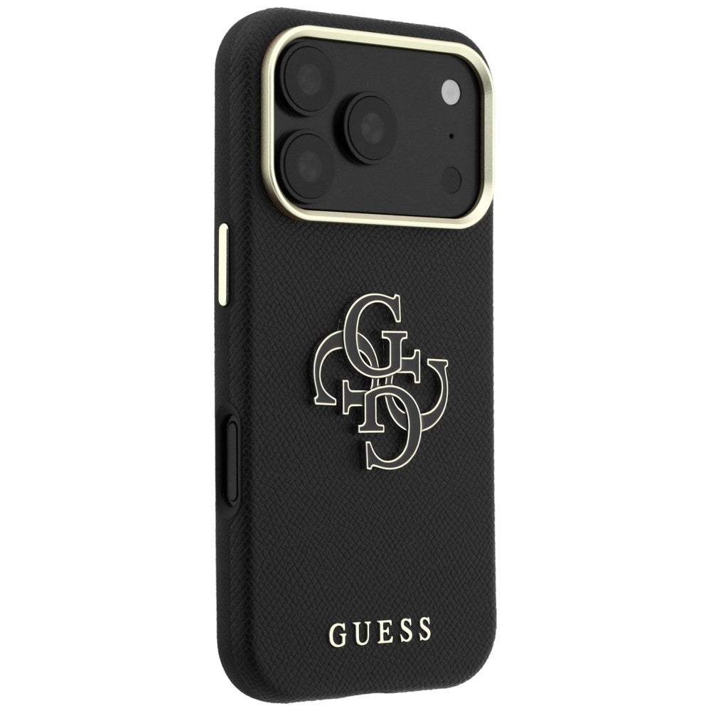 Husa pentru Apple iPhone 18 Pro Max / 17 Pro Max, Guess, Grained Big Resin Logo, Neagra
