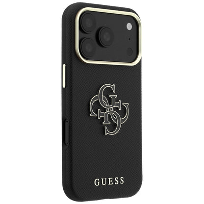 Husa pentru Apple iPhone 18 Pro Max / 17 Pro Max, Guess, Grained Big Resin Logo, Neagra